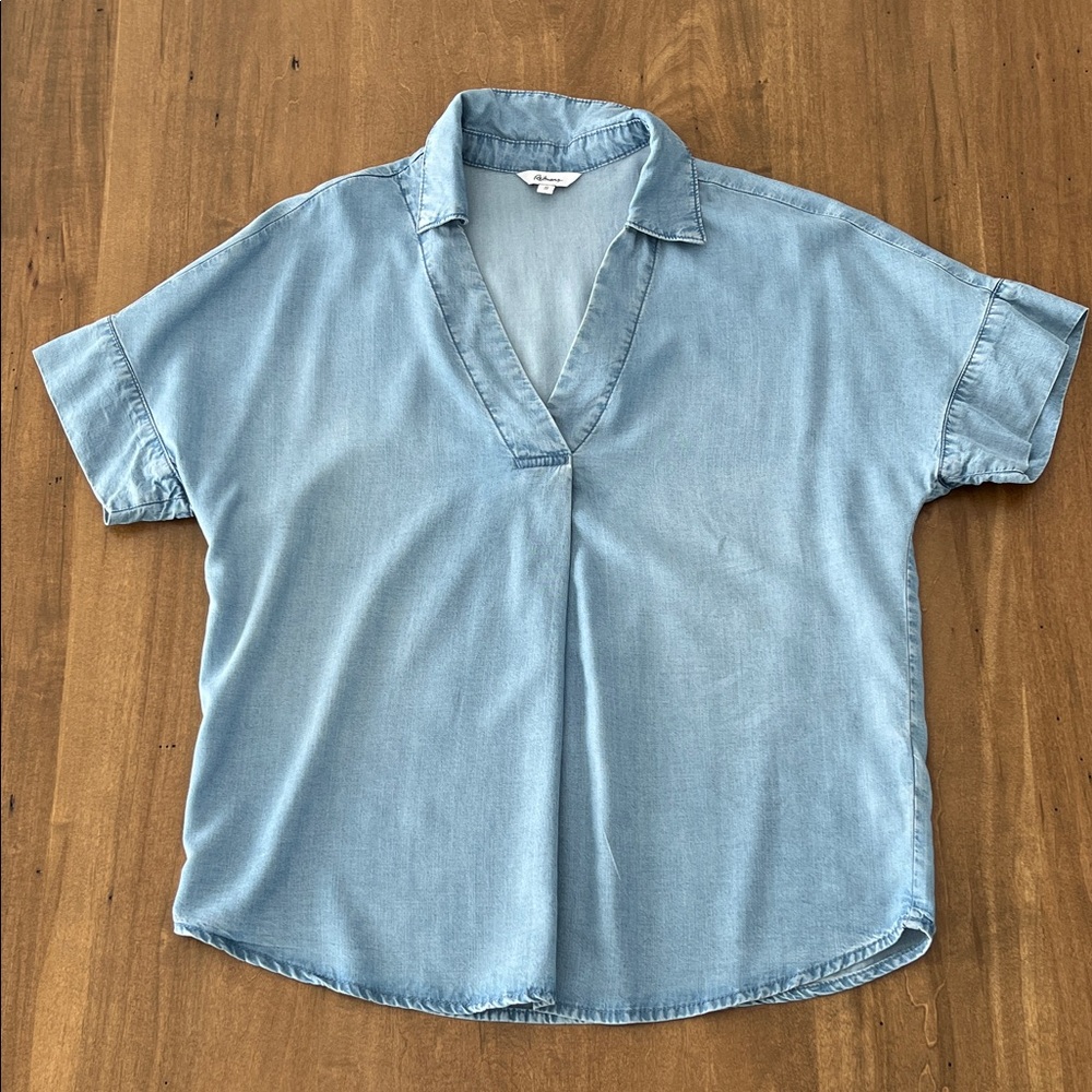 Light Blue Denim Short Sleeve Shirt